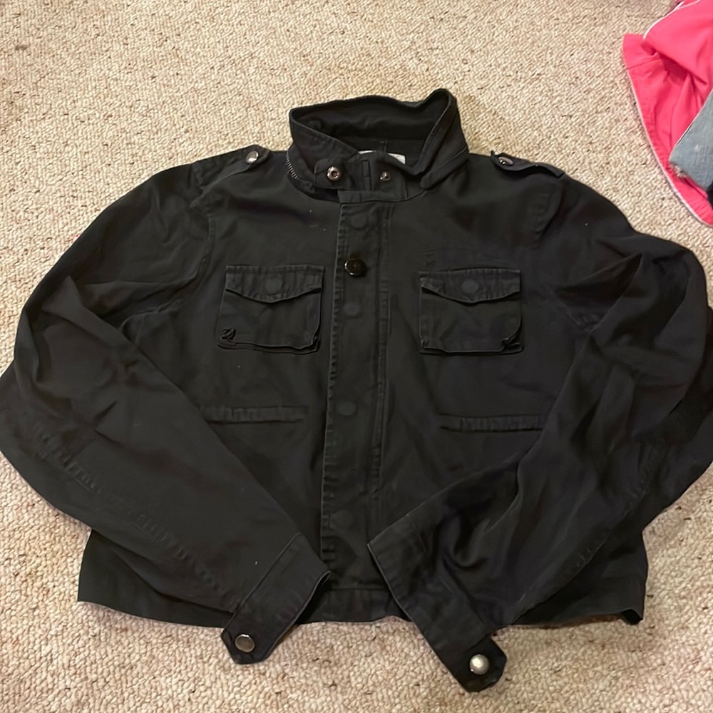 Black midi jean jacket size small